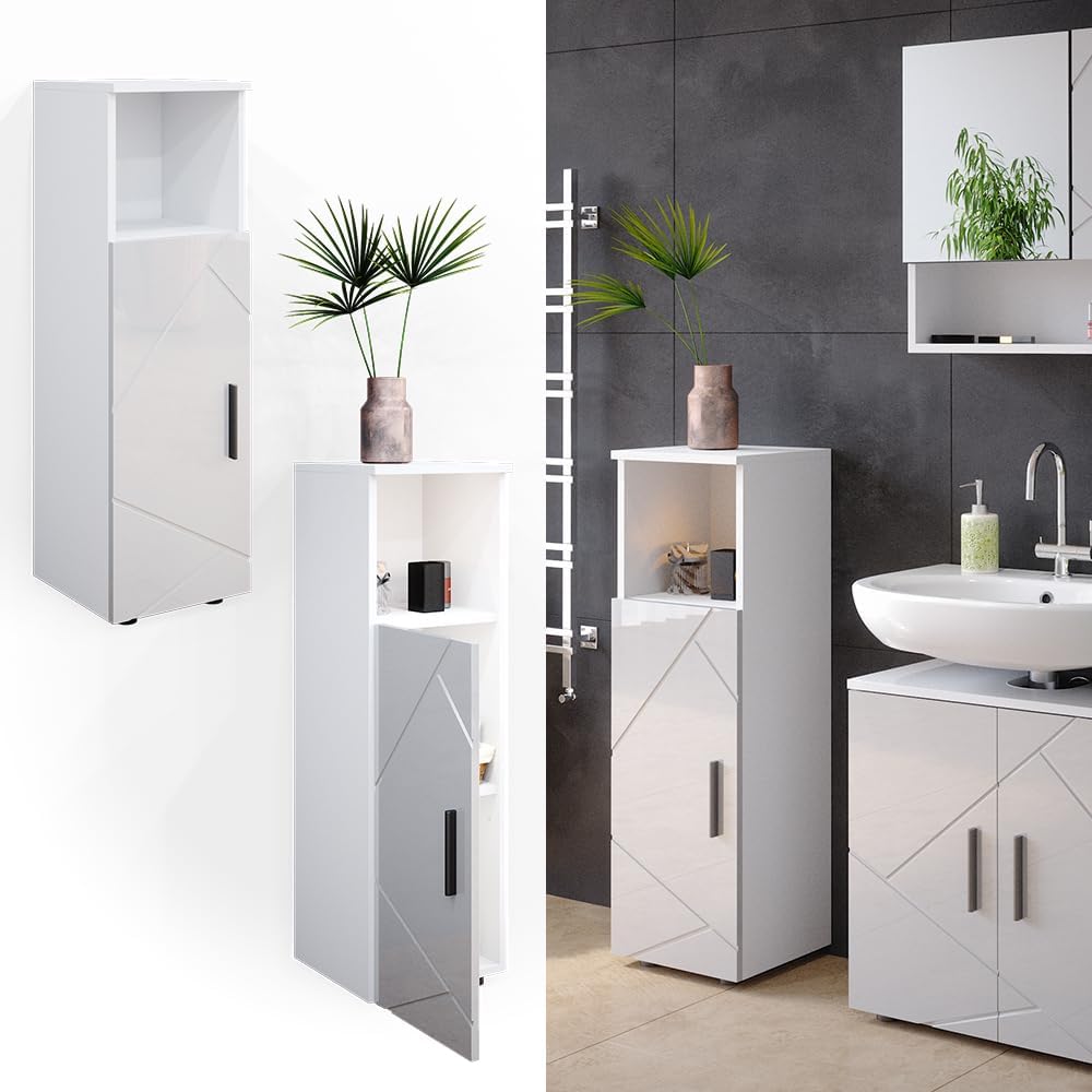 Vicco Midischrank Irma, Weiss Hochglanz, 30 x 95 cm Weiss Hochglanz Midischrank 30x95 cm, Weiss Hoch