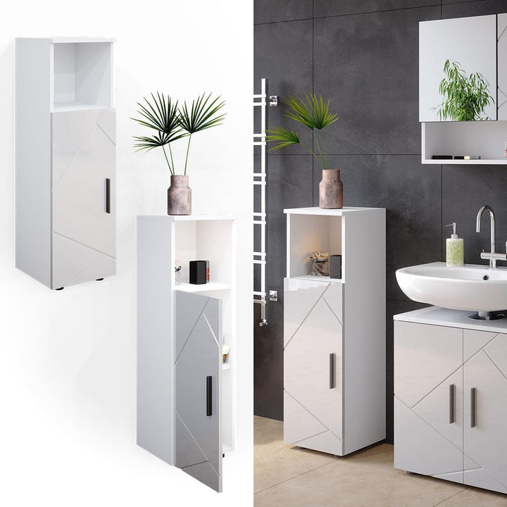 Vicco Midischrank Irma, Weiss Hochglanz, 30 x 95 cm Weiss Hochglanz Midischrank 30x95 cm, Weiss Hoch