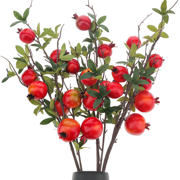 Woration 3Stück Künstliche Frucht Zweigstellen 95cm Gefälschte Anschaulich Granatapfel Berries Zweig