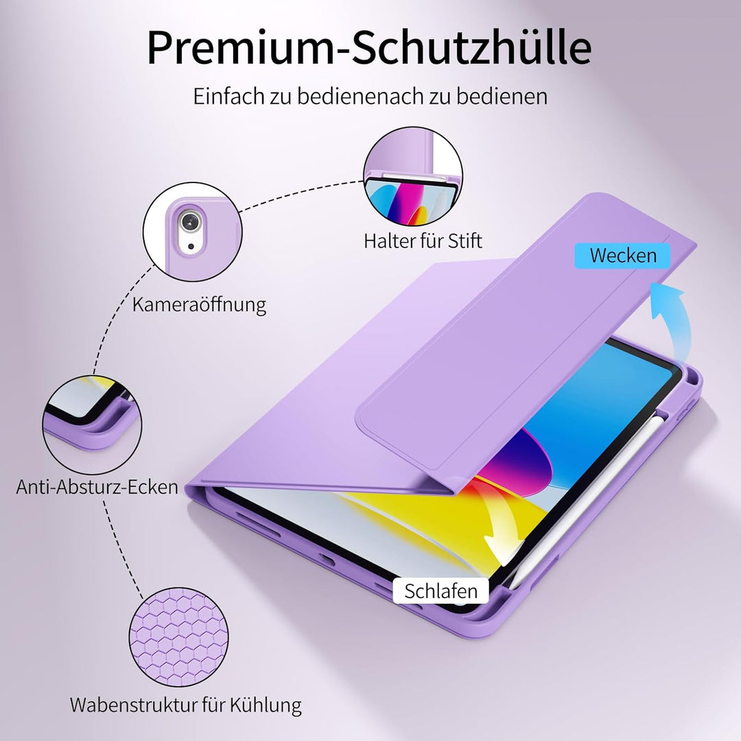 Hülle mit Tastatur für iPad A16 11/10 Generation (2025/2022, 11/10.9 Zoll)- 7 Farben Beleuchtete Mag