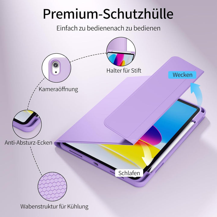 Hülle mit Tastatur für iPad A16 11/10 Generation (2025/2022, 11/10.9 Zoll)- 7 Farben Beleuchtete Mag