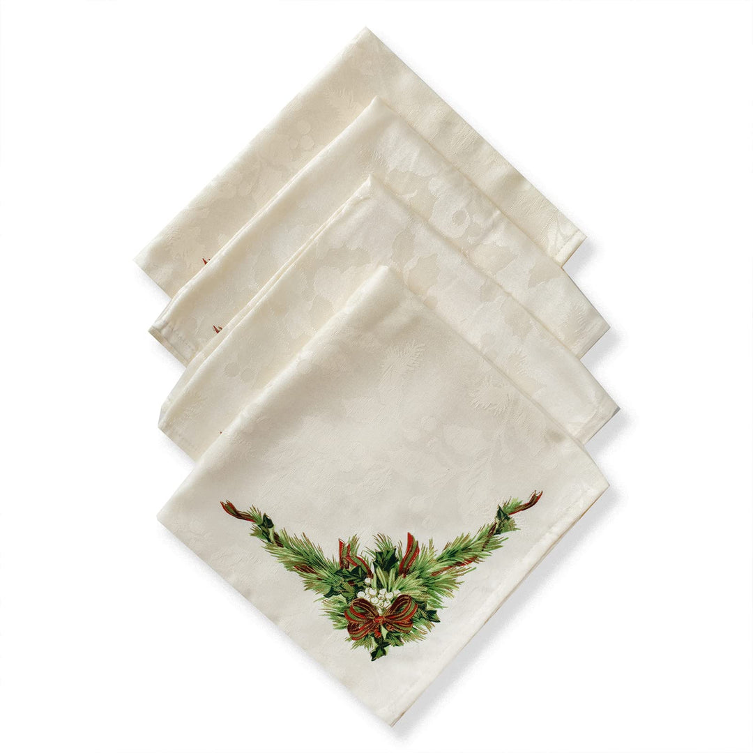Benson Mills Christmas Ribbons Engineered Bedruckte Stoffservietten für Weihnachten, Winter und Urla