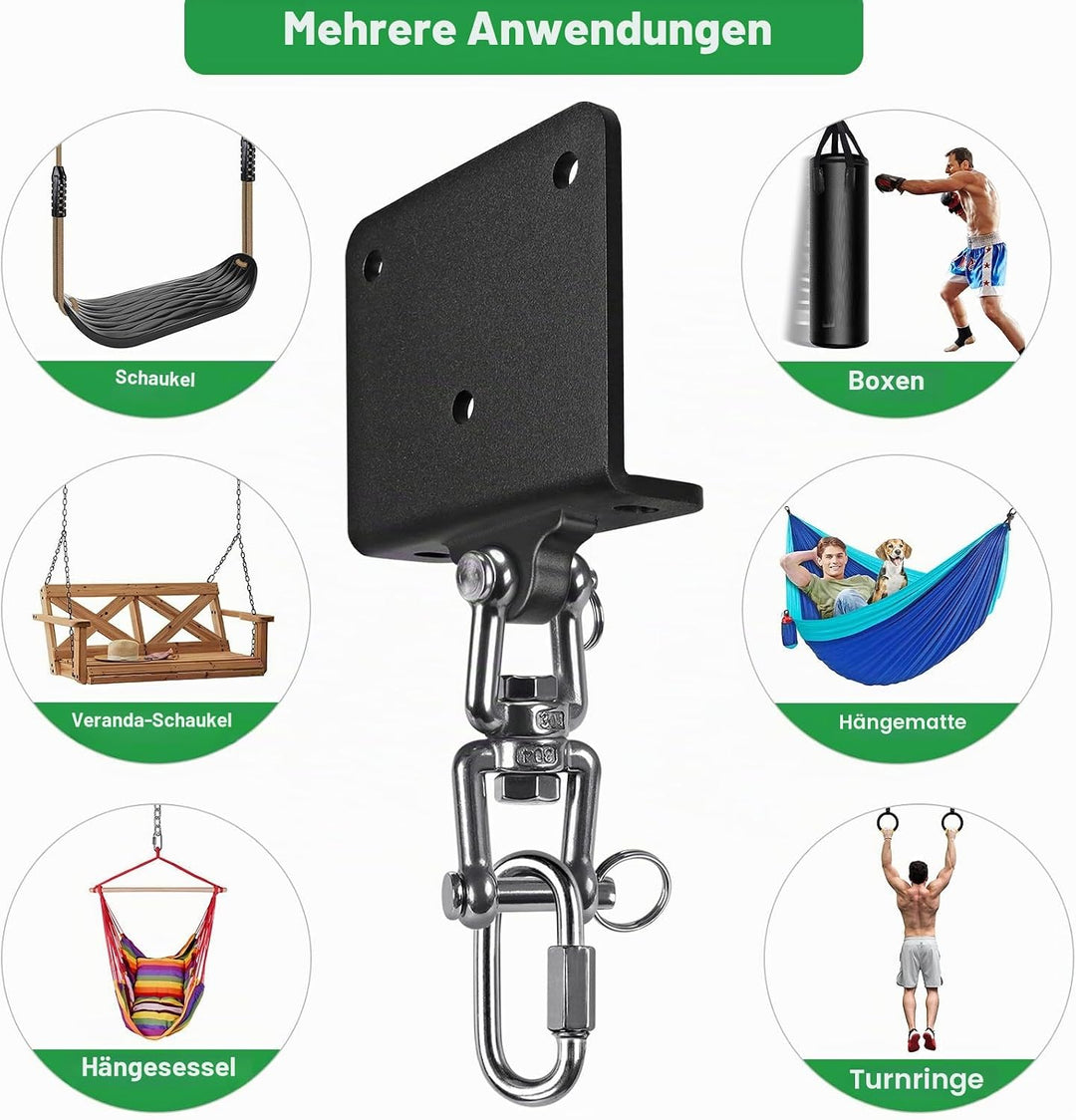 SELEWARE ELEWARE Boxsack Halterung Boxsack Aufhängung - 360° Arehbarer Schwerlast Deckenhaken 1000 L