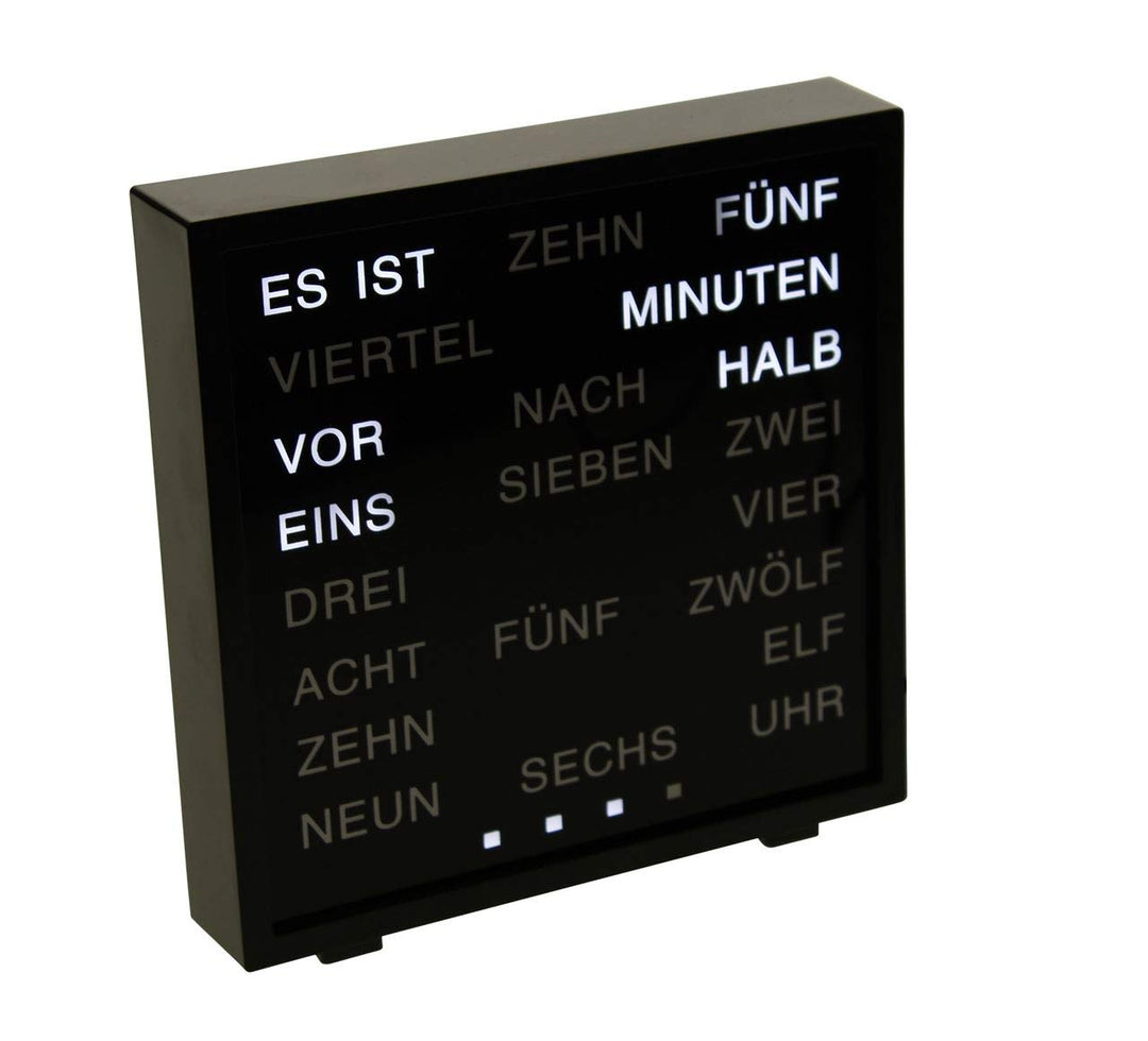 United Entertainment – LED Wort Uhr / Wörter Uhr / Uhr mit Worten / Word Clock Deutsch - Schwartz -