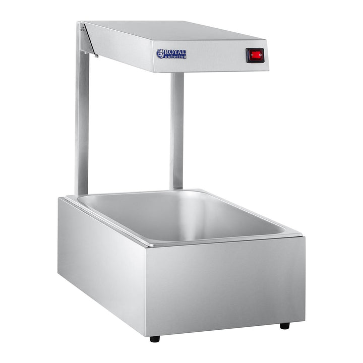 Royal Catering Wärmebrücke Speisenwärmer mit Behälter GN 1/1 RCWB-500 (500 W Halogenlampe, Max. Temp