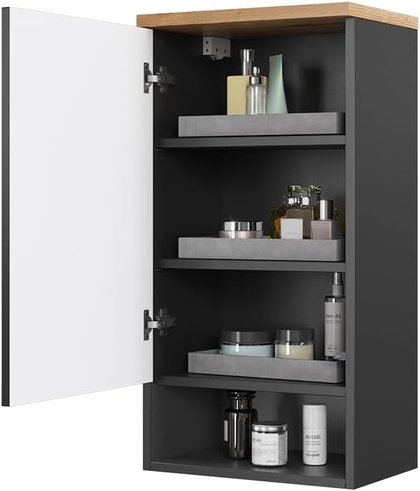 Vicco Badschrank Eden, Anthrazit/Artisan-Eiche, 40 x 77 cm Anthrazit Hängeschrank, Anthrazit Hängesc