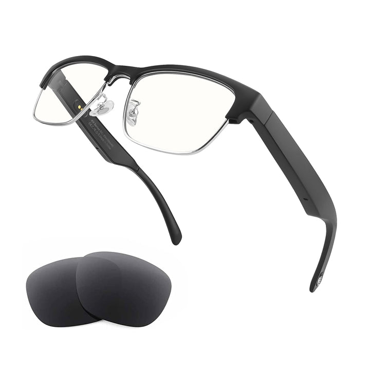Bluetooth Smart Audio Brille, Alexa Sprachassistent Steuerung mit offenem Ohr Sound Blaulicht Sonnen