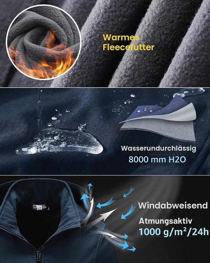 Outdoor Ventures Damen Softshelljacke Kurze Gefütterte Funktionsjacke Wasserdichte Übergangsjacke mi
