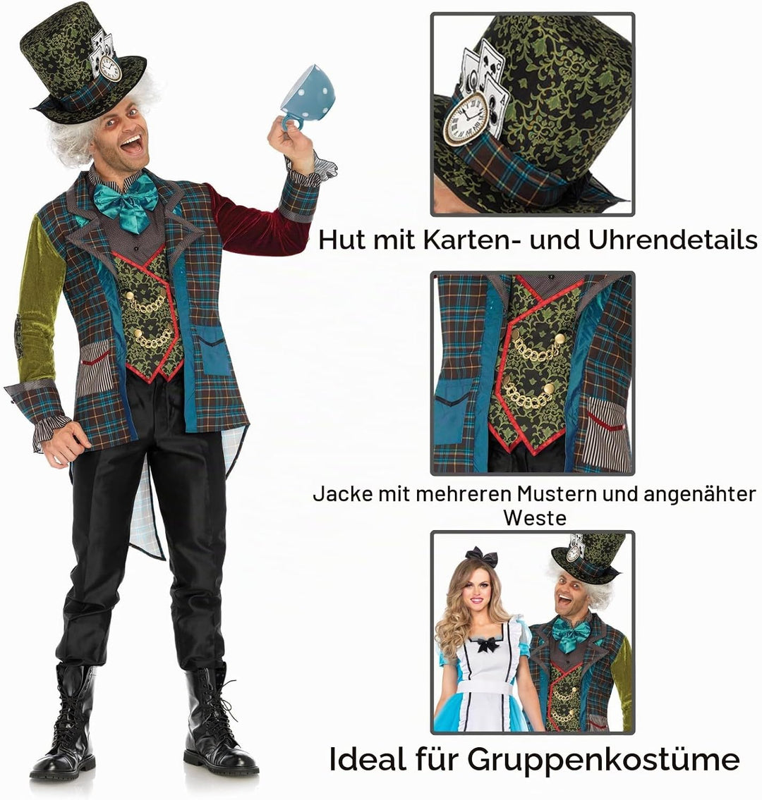 LegAvenue Herren Deluxe Mad Hatter Kostüme, Multicolor, M, M