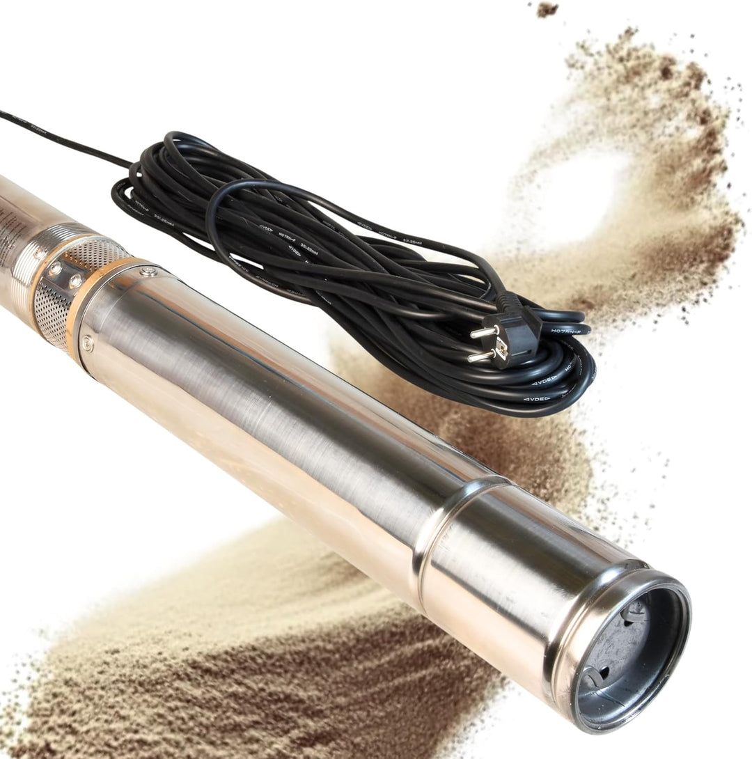 Tiefbrunnenpumpe Wasserpumpe 3" 2/17 (550W 4200l/h max Förderhöhe 67m) - Sandverträglich Edelstahl -