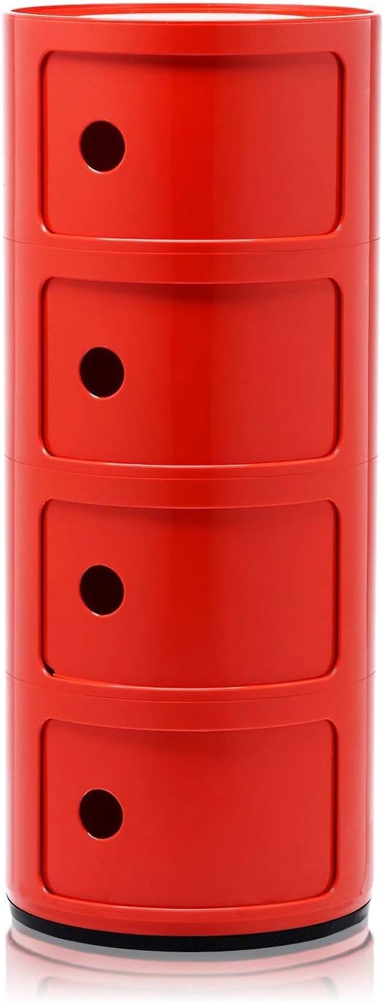 Kartell Componibili, 4 Elements, Rot, Runde Basis 4-fächer Rot, 4-fächer Rot