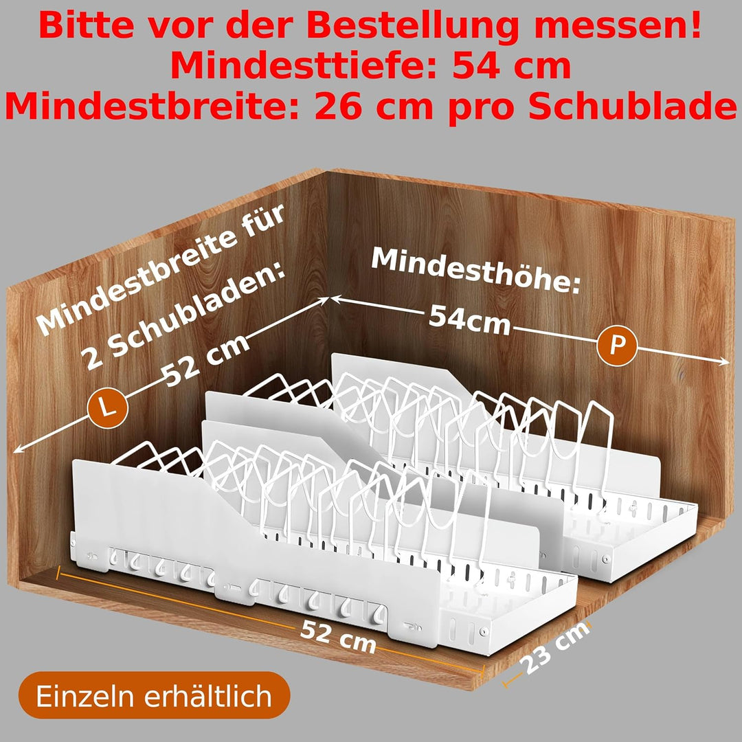 Küchenschublade – vielseitig einsetzbar für Geschirr und Lebensmittel – Deckelaufbewahrung – Küchens