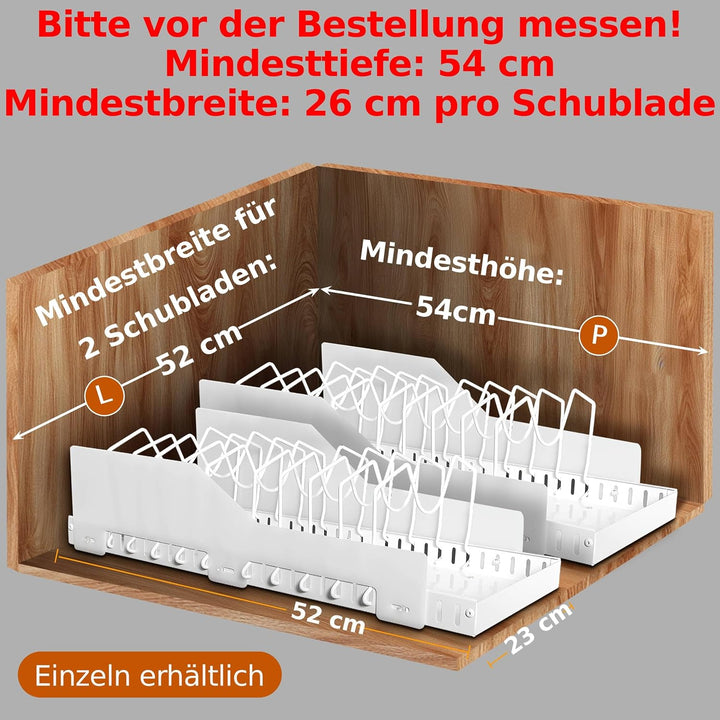 Küchenschublade – vielseitig einsetzbar für Geschirr und Lebensmittel – Deckelaufbewahrung – Küchens