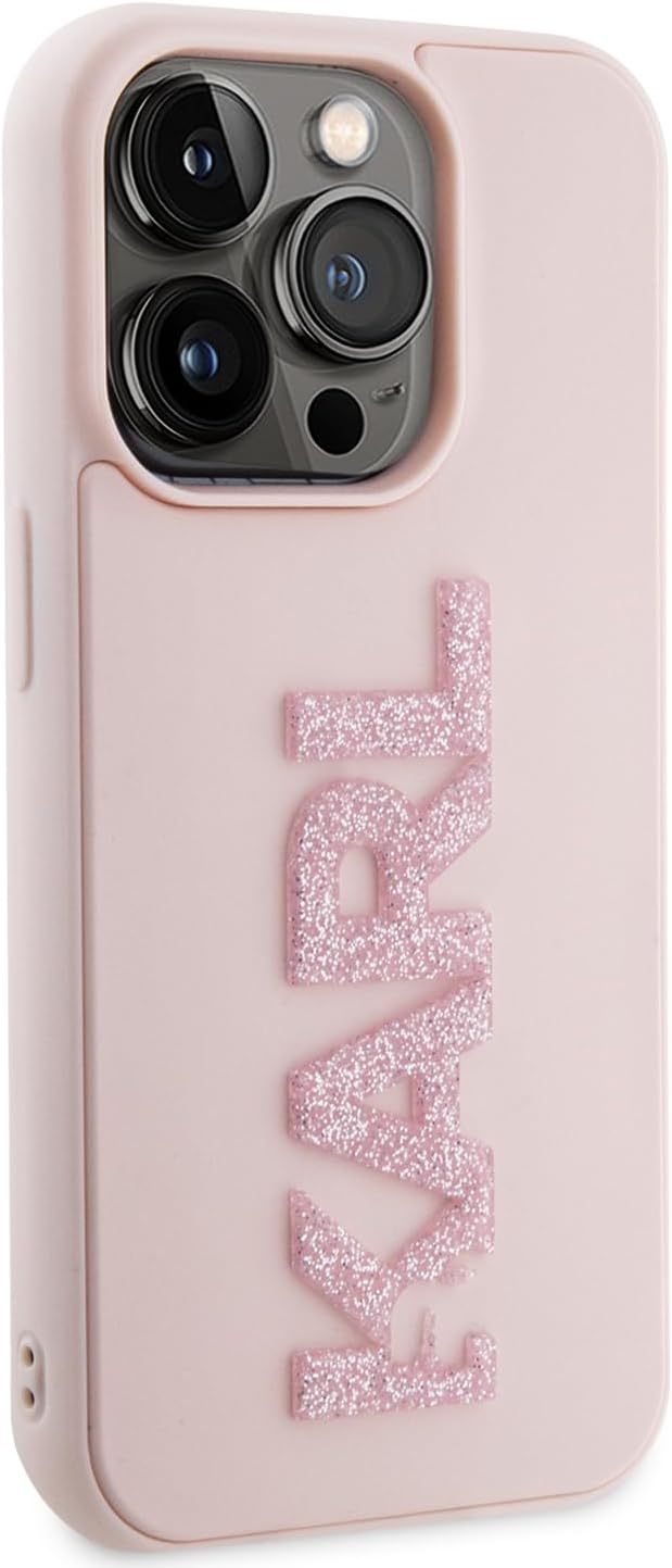 KARL LAGERFELD KLHCP15L3DMBKCP Hülle für iPhone 15 Pro 6.1" Rosa hardcase 3D Rubber Glitter Logo