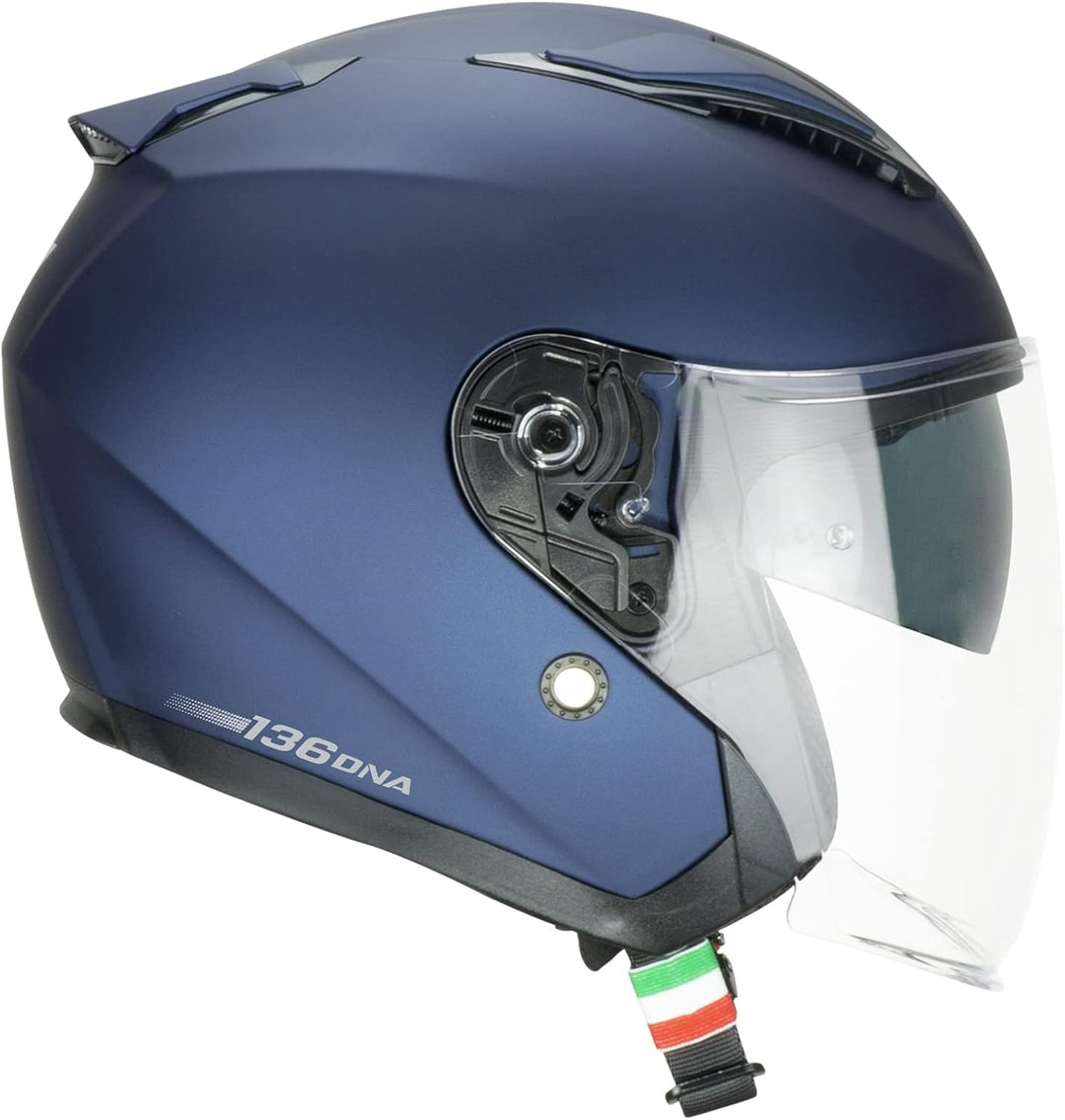 CGM Helm mit offenem Gesicht, 136A DNA Mono blau satiniert, Grösse S (55-56 cm) Blau satiniert S (55
