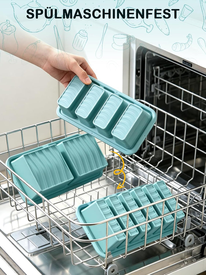 Weenkler 3er-Set Silikon Gefrierform mit Deckel für Meal Prep | 2 Cup, 1 Cup &amp; 3/5 Cup Cubes, BPA-fr