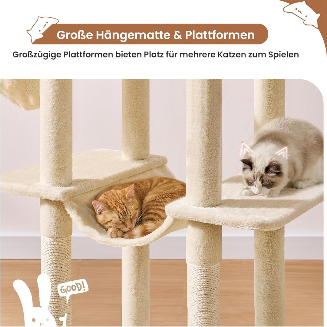 MSmask Kratzbaum gross, L Katzenkratzbaum Stabil, Katzenbaum mit Katzenhöhlen, Plattformen, Hängemat
