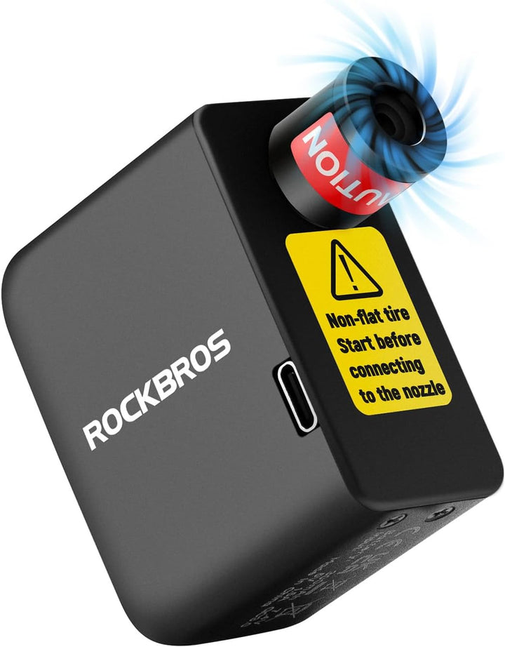ROCKBROS Elektrische Fahrradpumpe, 100PSI Tragbare Minipumpen Wiederaufladbarer 300mAh Kleine Kompre
