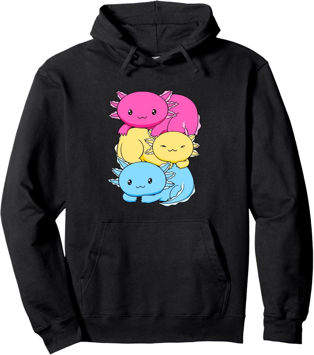 Pansexual Pride Pansexuelle Flagge Kawaii Axolotl Stapel LGBTQ Pullover Hoodie