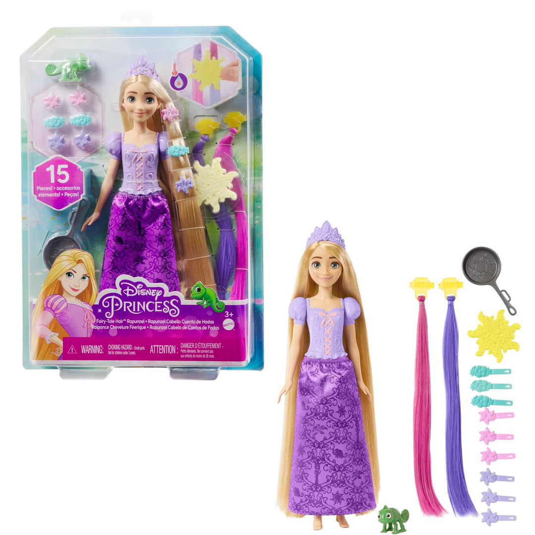 Disney Prinzessinnen Rapunzel Puppe, mit extra langen Haaren und Farbwechsel Funktion, inkl. Haar Ac