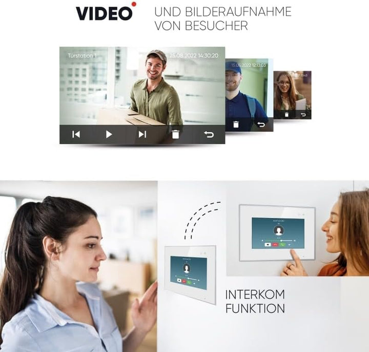 BALTER EVO HD Video Türsprechanlage Black für 2 Familienhaus Kit, 2x Monitor 7"