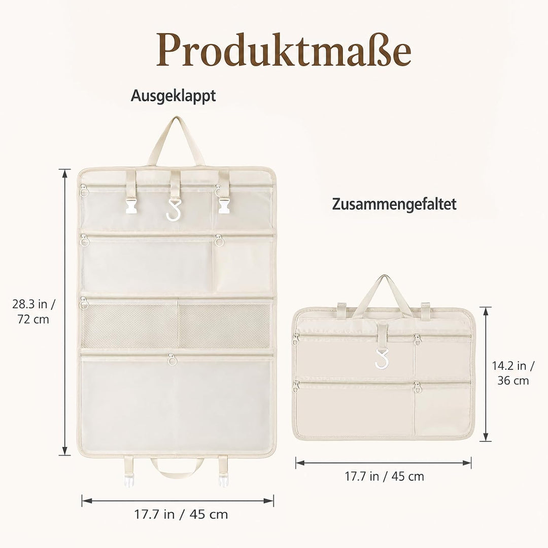 7-in-1 Packing Cubes Koffer Organizer, Hängender Reiseorganizer, Beige