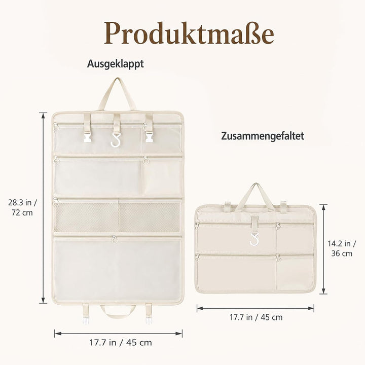 7-in-1 Packing Cubes Koffer Organizer, Hängender Reiseorganizer, Beige