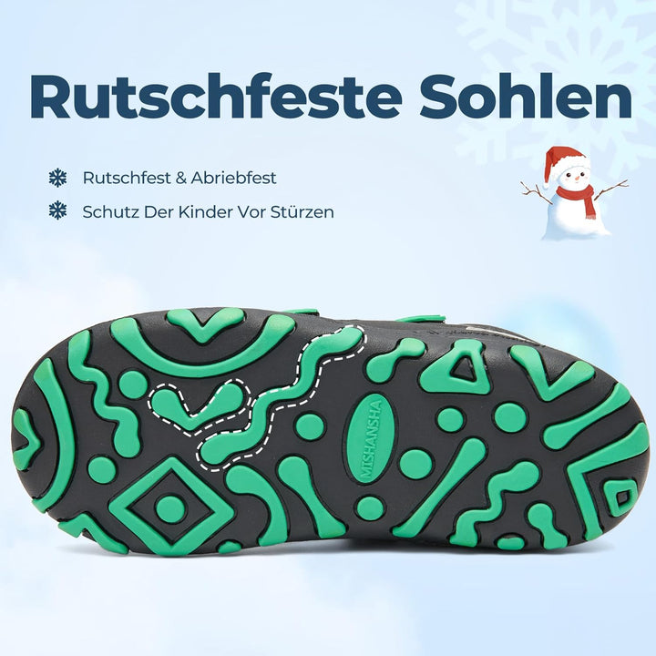 Mishansha Kinder Outdoor Winterschuhe Warm Gefüttert Winterstiefel, Gr.24-38 24 EU Öl Schwarz, 24 EU