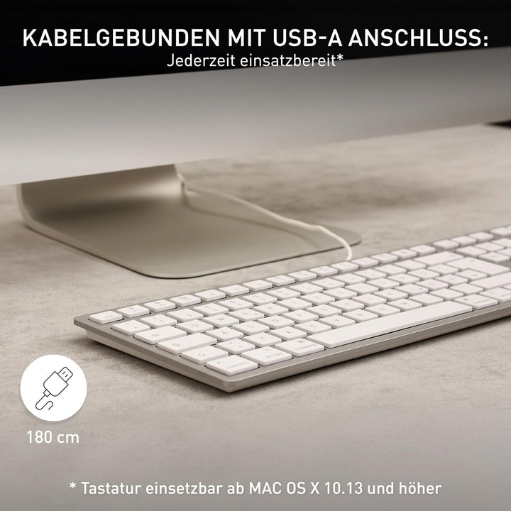 CHERRY KC 6000 Slim for MAC, Kabelgebundene Mac-Tastatur (USB-A Anschluss), UK-Layout (QWERTY), Flüs