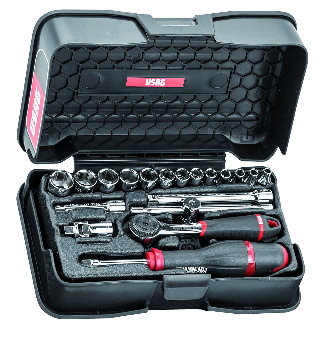 USAG U06060101- - 606 1/4" EA - Sortiment mit Sechskant-Einsätzen in ABS-Koffer (19 Teile) Bussole 1