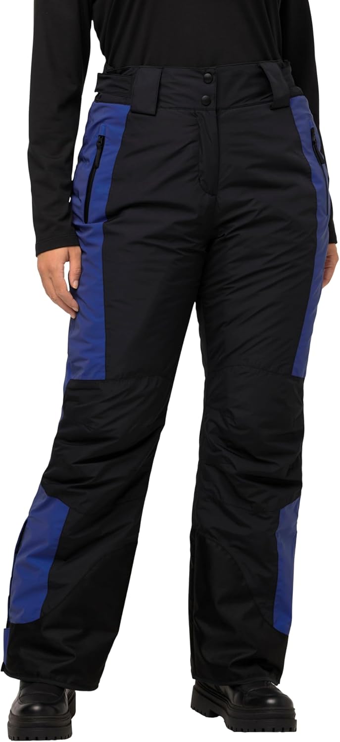 Ulla Popken Damen Skihose Reflektierend, Wasserdicht Hose 48 Schwarz, 48 Schwarz