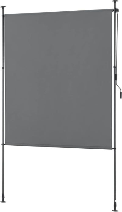 pro.tec Aussenrollo Cimarra 200 x 270 cm Balkonrollo Senkrechtmarkise mit Handkurbel Sichtschutz wit
