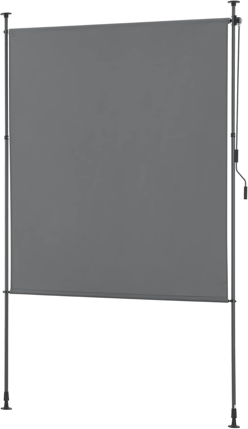 pro.tec Aussenrollo Cimarra 200 x 270 cm Balkonrollo Senkrechtmarkise mit Handkurbel Sichtschutz wit