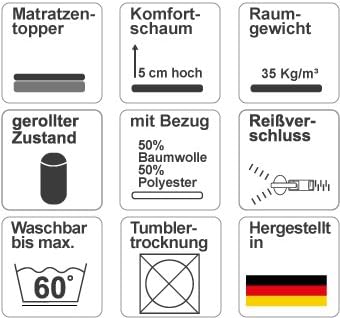 MSS 100700-PR-200.100.5 Soft Matratzenauflage-/Topper mit Bezug, 200 x 100 cm 100 x 200 cm, 100 x 20