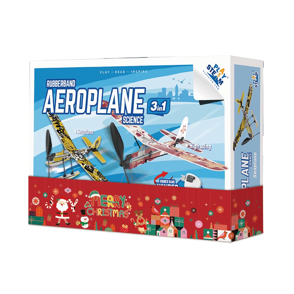 PLAYSTEAM Rubber Band Aeroplane Science 3 in 1, 3 in 1