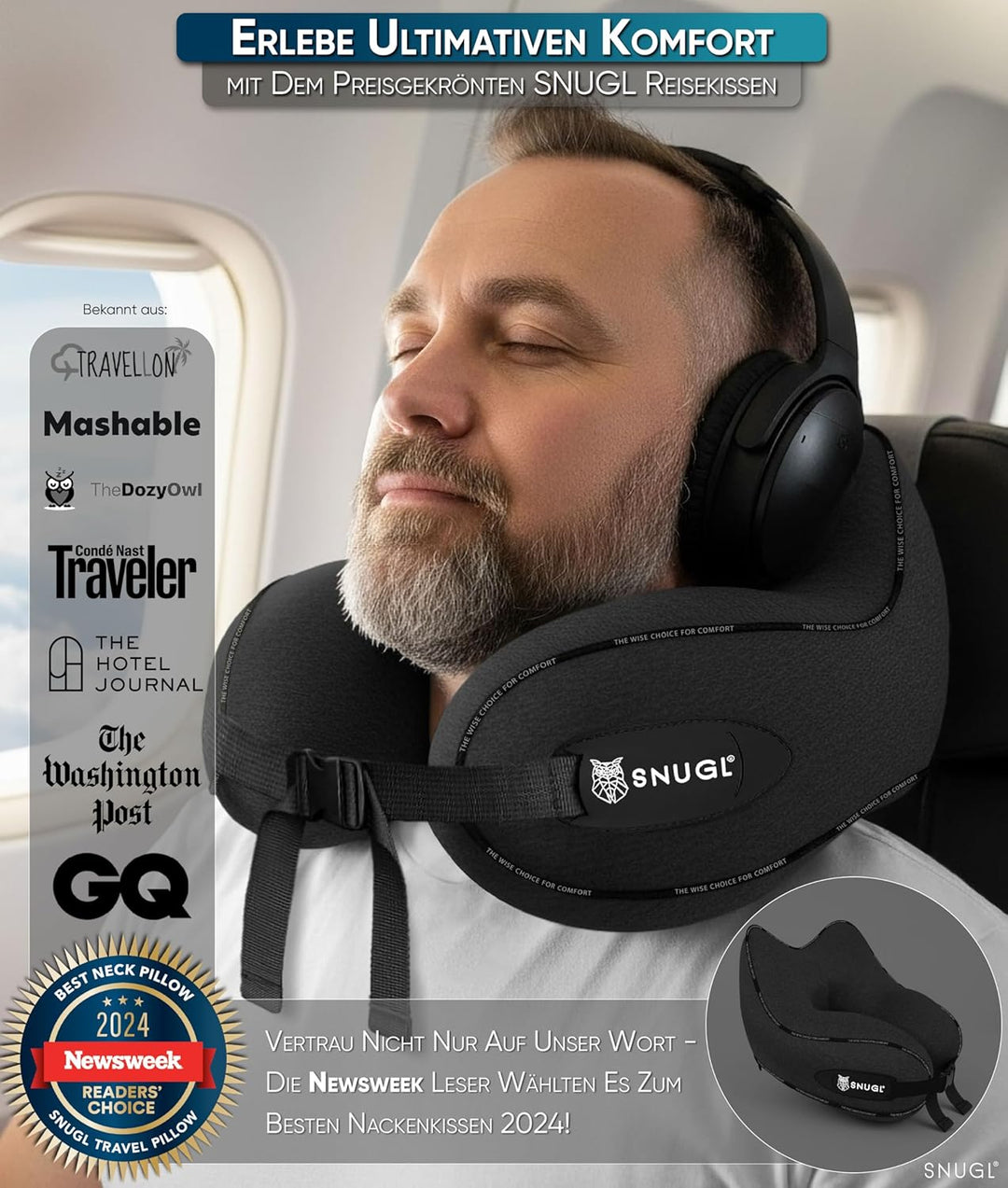 SNUGL Reisekissen (Schwarz, Erwachsener Klein) Erwachsener Klein Schwarz, Erwachsener Klein Schwarz