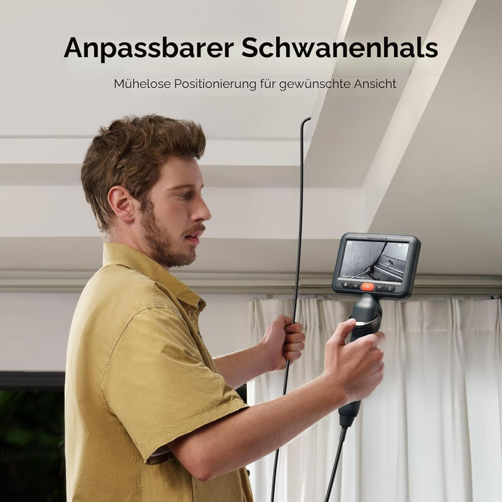 DEPSTECH 210° Drehbare Endoskopkamera mit Licht, 5" IPS-Bildschirm Endoskop Beweglicher Kopf, 6,2mm