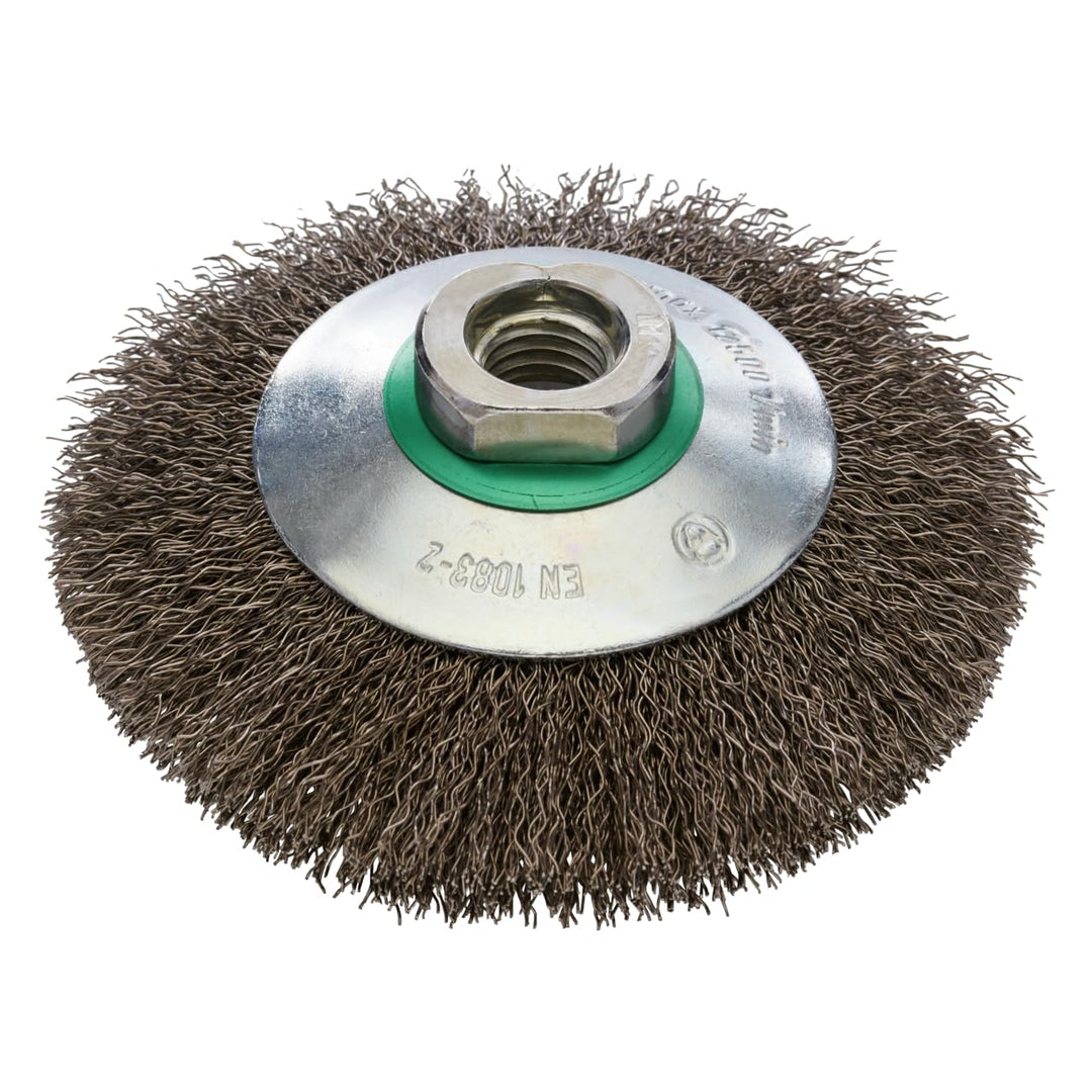 RHODIUS EKBW | 1x Stück Ø 100 mm Kegelbürste Edelstahl | gewellter Draht 0,3 mm, M14, Drahtbürste Wi