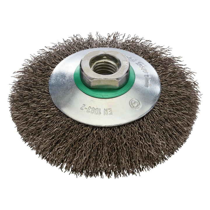 RHODIUS EKBW | 1x Stück Ø 100 mm Kegelbürste Edelstahl | gewellter Draht 0,3 mm, M14, Drahtbürste Wi