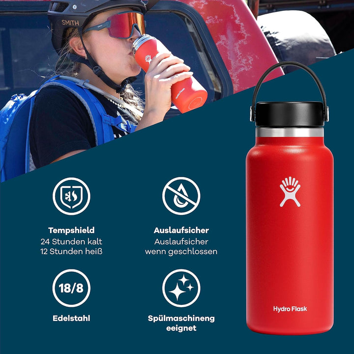 HYDRO FLASK - Trinkflasche 946ml (32oz) - Isolierte Wasserflasche aus Edelstahl - Sportflasche mit a