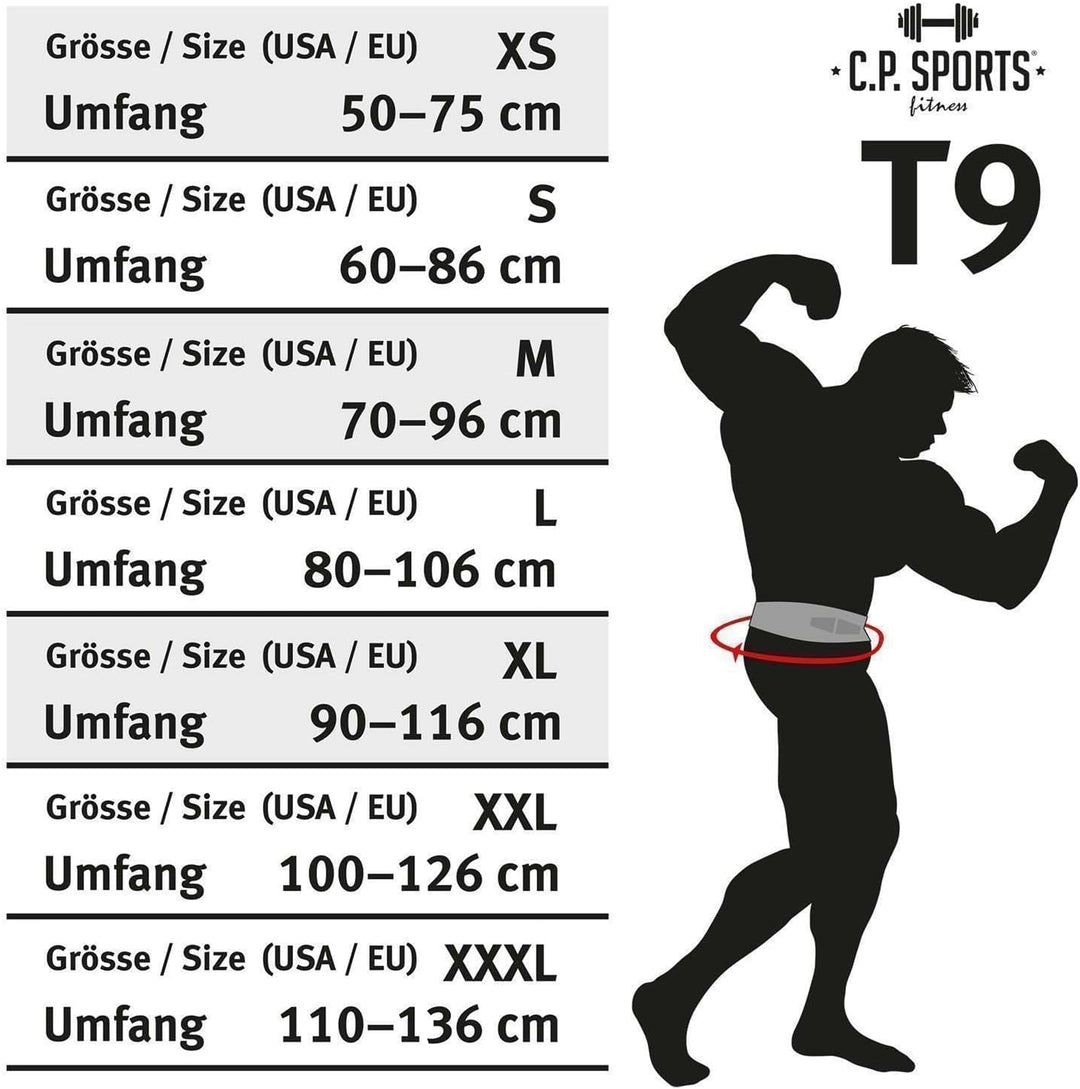 C.P.Sports Profi-Powerlifting-Gürtel T9 - Kraftdreikampf Gürtel, Heavy Duty Pwer Belt, KDK M Schwarz