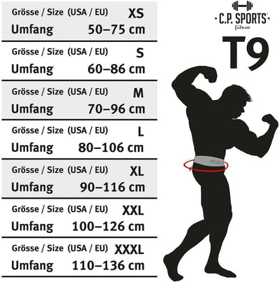 C.P.Sports Profi-Powerlifting-Gürtel T9 - Kraftdreikampf Gürtel, Heavy Duty Pwer Belt, KDK S Schwarz