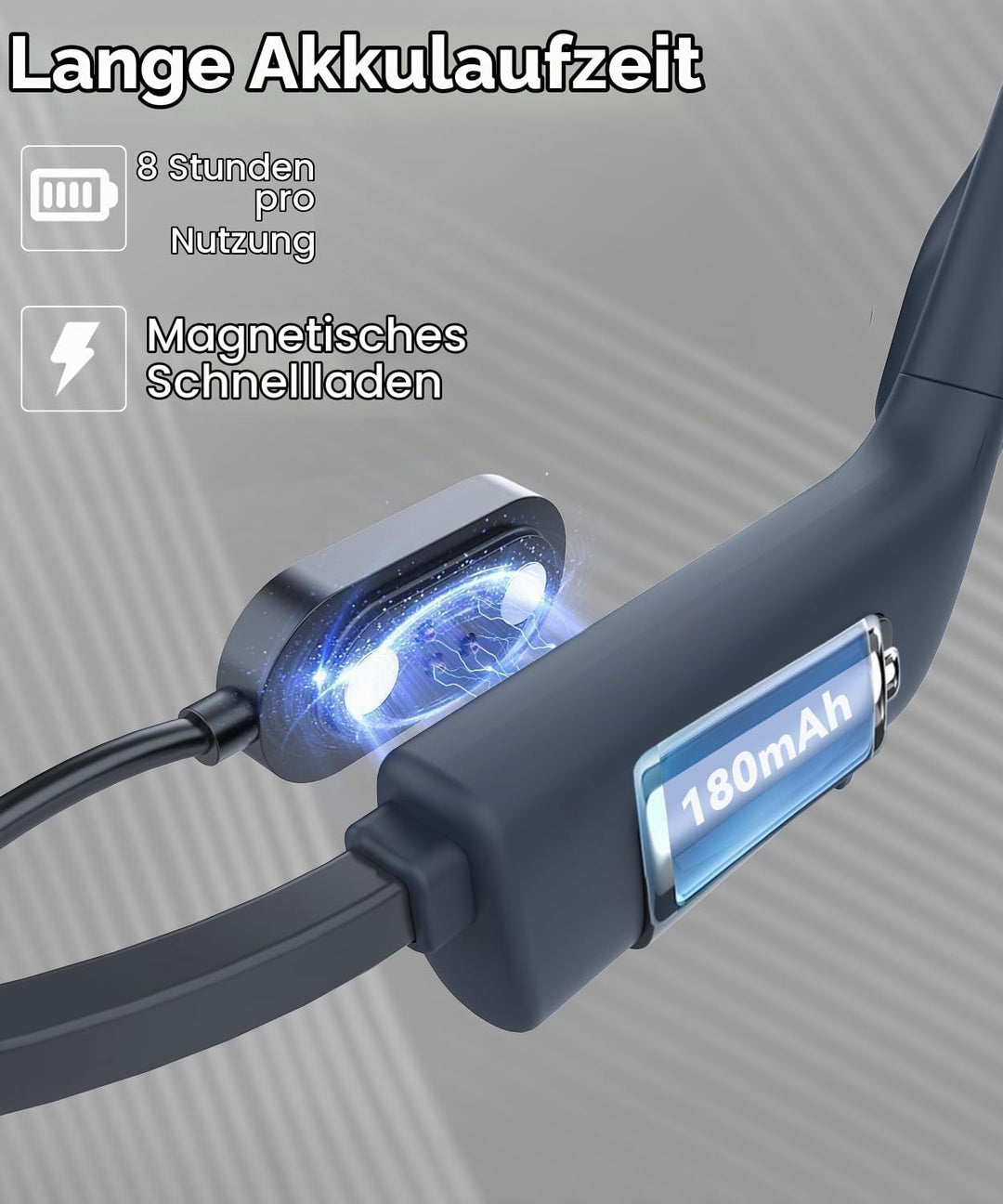 MONODEAL Kopfhörer Schwimmen, IP68 Knochenschall Kopfhörer Bluetooth 5.3 Sport Bone Conduction Kabel