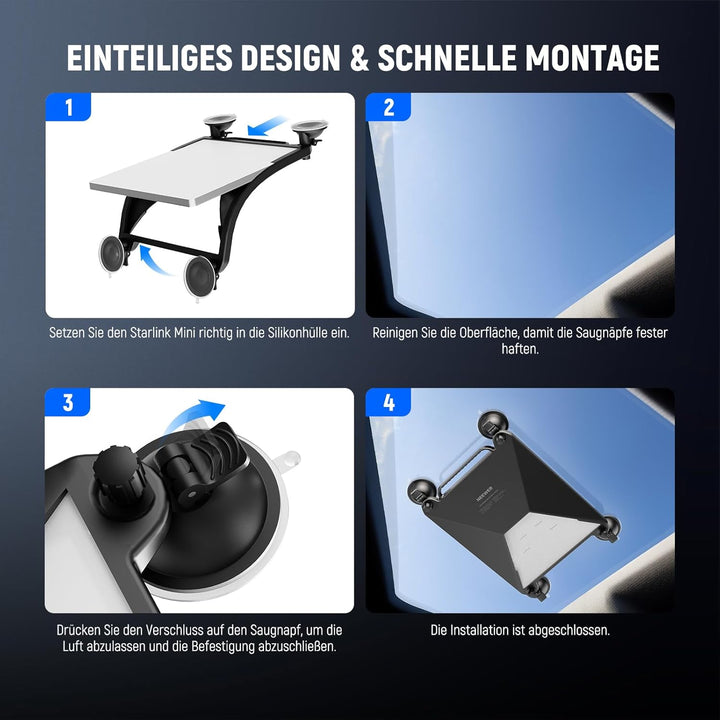 NEEWER Saugnapfhalterung Auto Kompatibel mit Starlink Mini 2 in 1 Satellitenmontageset mit Schutzhül