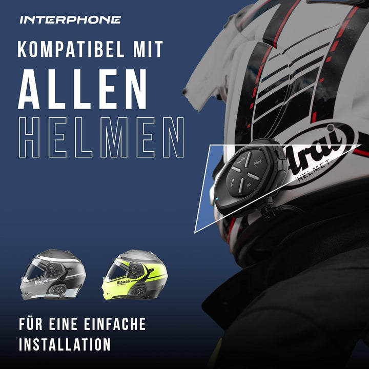 Interphone LINK HD Einzel-Headset – Bluetooth Headset für Motorrad – Motorrad Sprechanlage für 2 Per