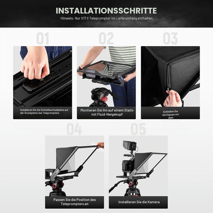 NEEWER Teleprompter X17 II mit RT113 Fernbedienung/APP Steuerung, 17" HD Beamsplitter Ganzmetallrahm