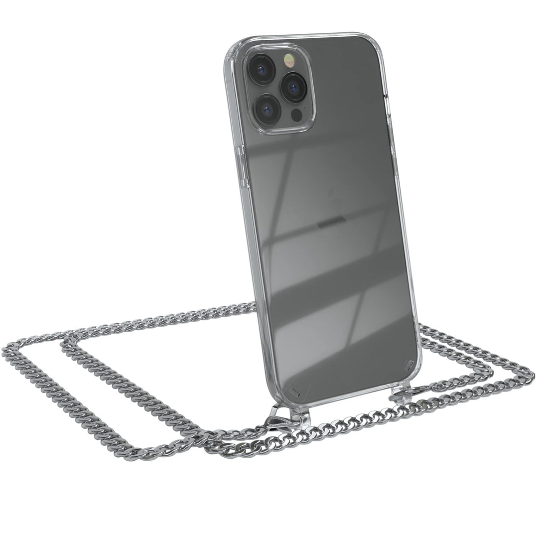 EAZY CASE Handykette kompatibel mit iPhone 12 Pro Max Handyhülle mit Metall Umhängeband und Ersatz K