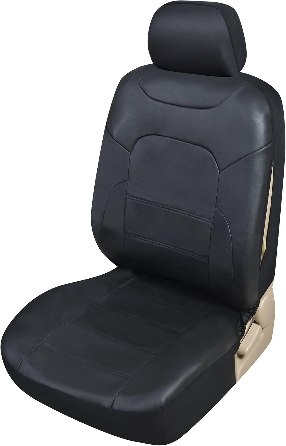 Upgrade4cars Sitzbezüge Auto Leder-Optik Universal Schwarz | Auto-Sitzbezüge Set für Sommer &amp; Winter