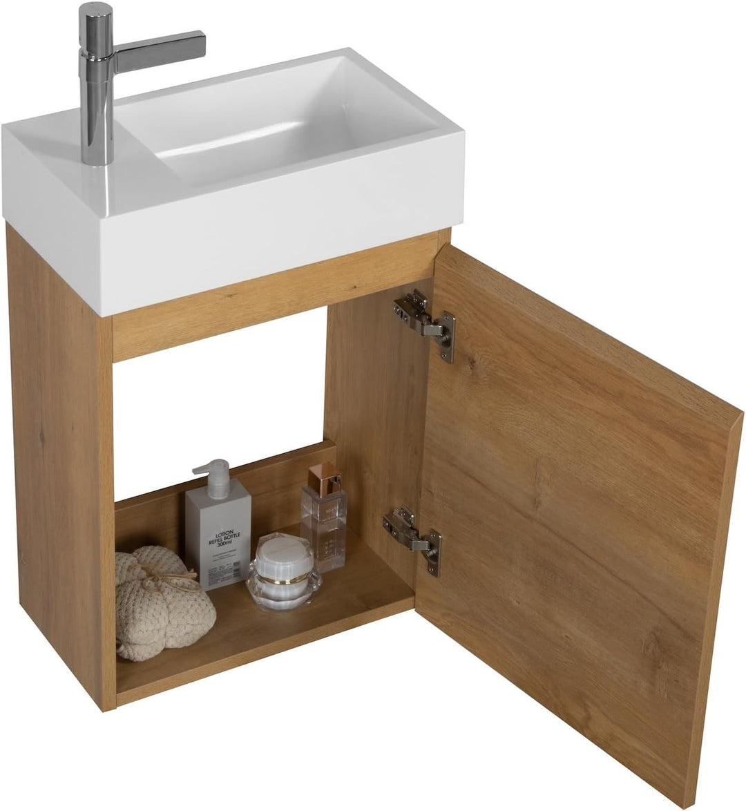 WC Badmöbel Angela 40x22 cm Eiche - Schrank Waschbecken Badezimmer Toilette Eiche 40cm, Eiche 40cm