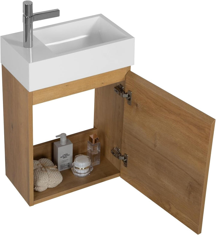 WC Badmöbel Angela 40x22 cm Eiche - Schrank Waschbecken Badezimmer Toilette Eiche 40cm, Eiche 40cm